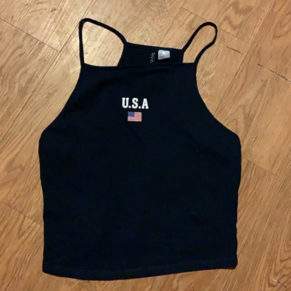 Cropped Dark Blue USA Tank-Top